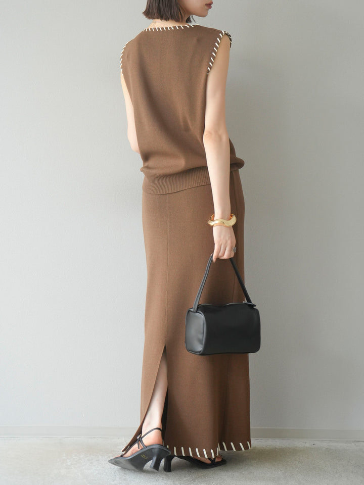 [SET] 亞麻手織套頭衫 + 亞麻手織緊身裙 (2 件套)