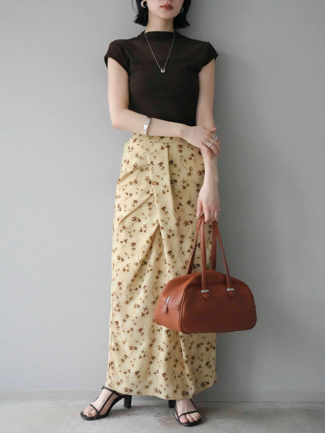 [予約]シアー切替ストレッチトップス/ブラック