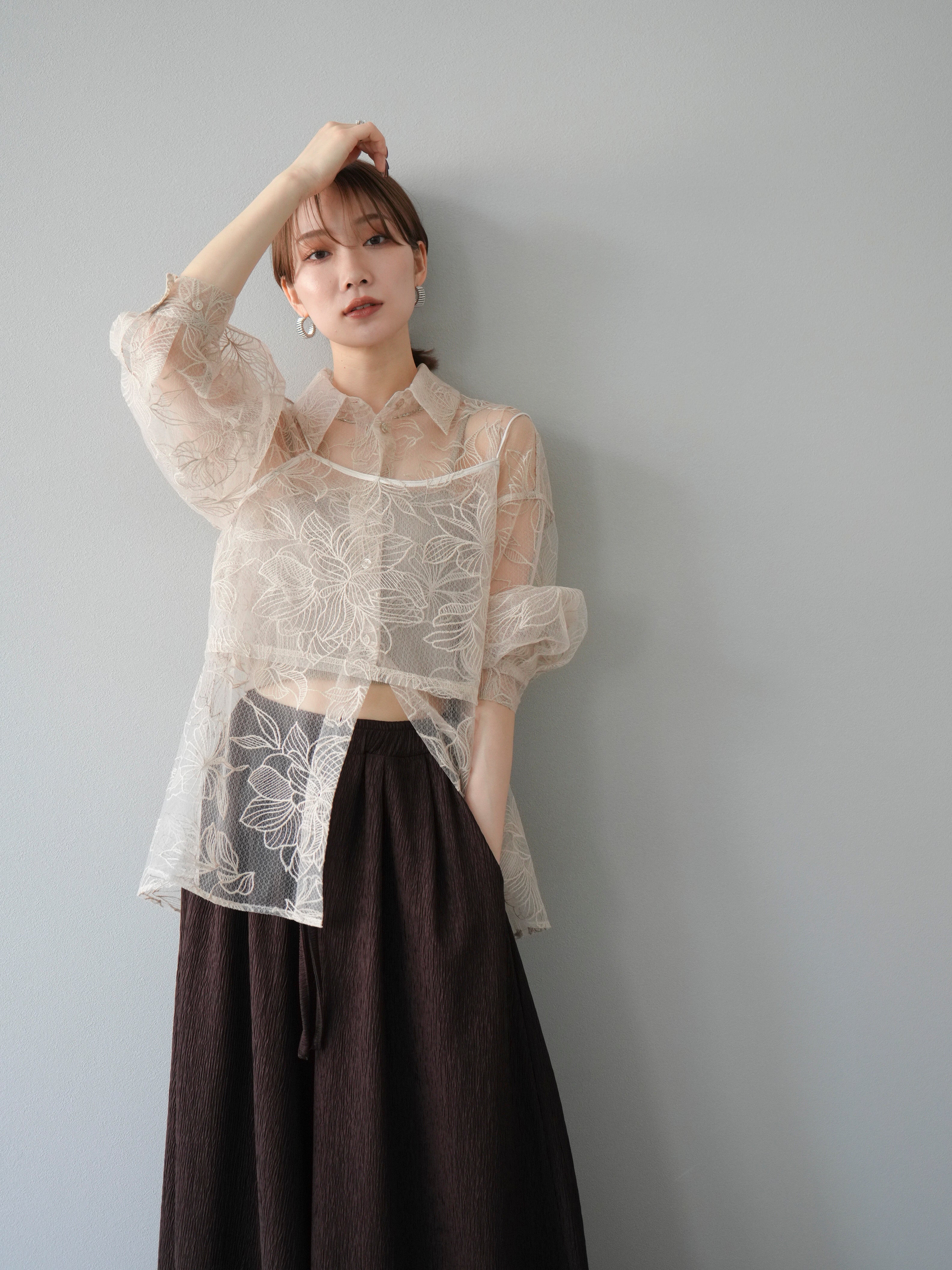 予約]チュールフラワー刺繍ビスチェ/エクリュ – Lumier