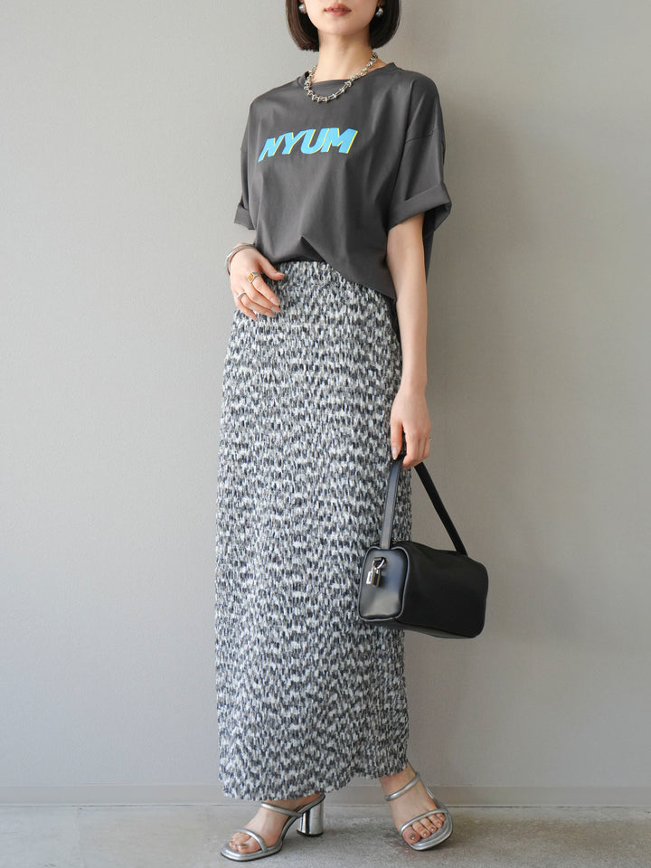 [予約]マルチカラーランダムプリーツタイトスカート/ブラック