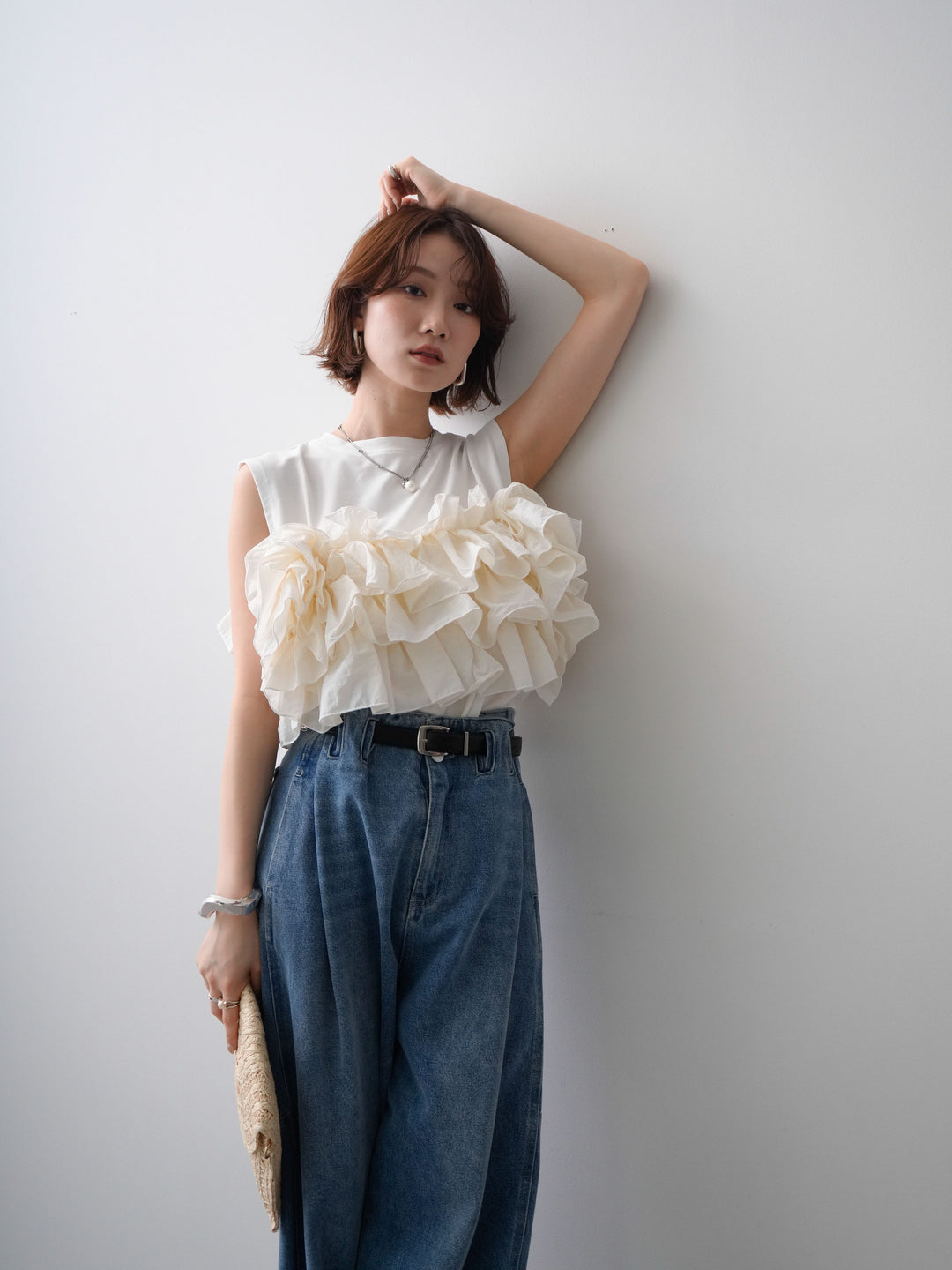 [予約]フリルドッキングノースリカットソー/offwhite