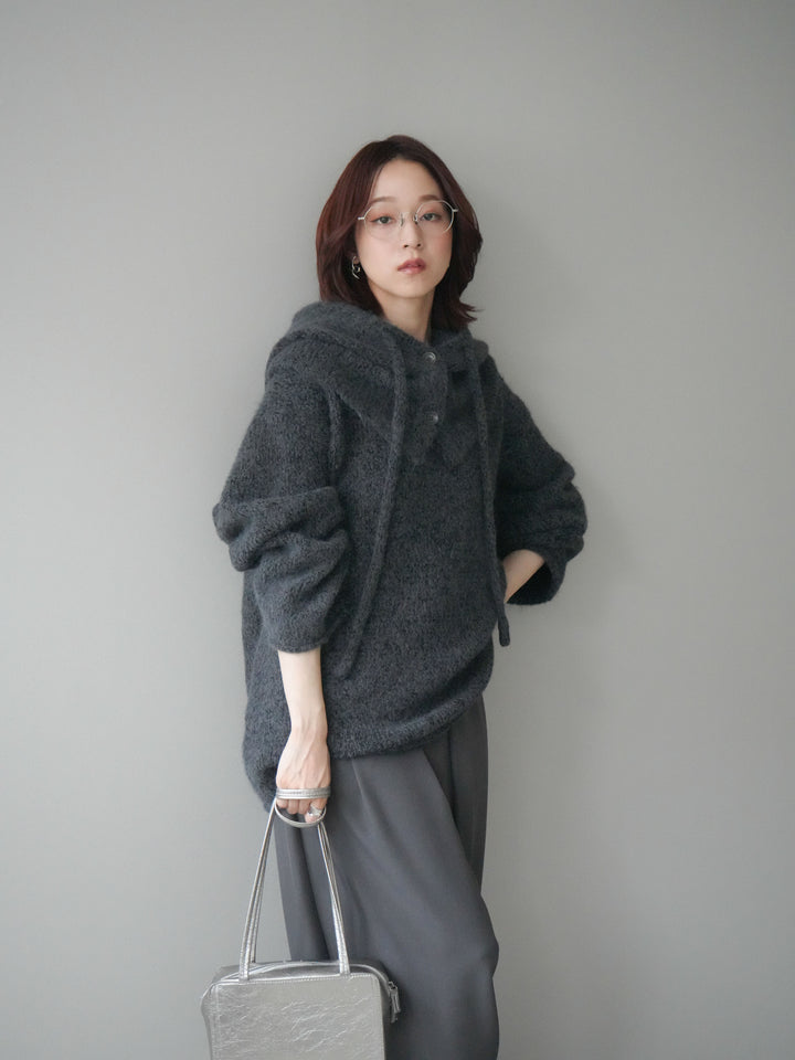 [SET]バラクラバSETニットプルオーバー+ベルトループデザインワイドパンツ(2set)