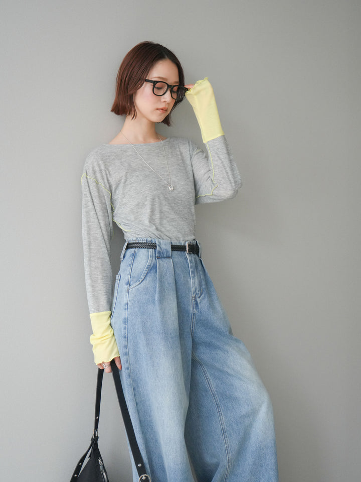 [SET]配色メロウトップス+配色メロウトップス(2set)