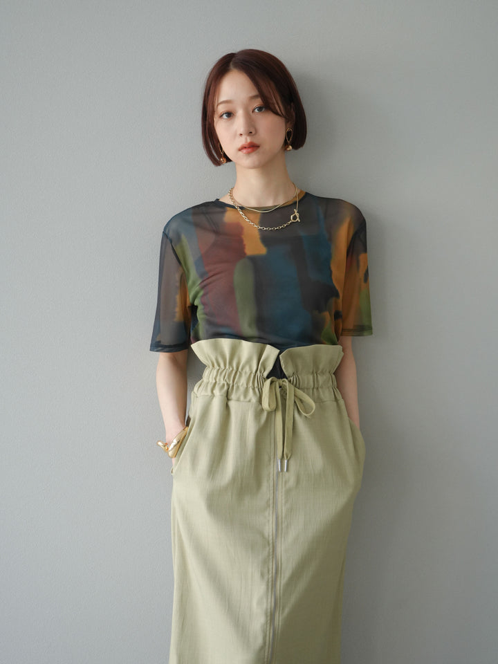 [套裝] 水彩藝術透視T卹 + Heather Ester 褶皺拉鍊裙 (2套)