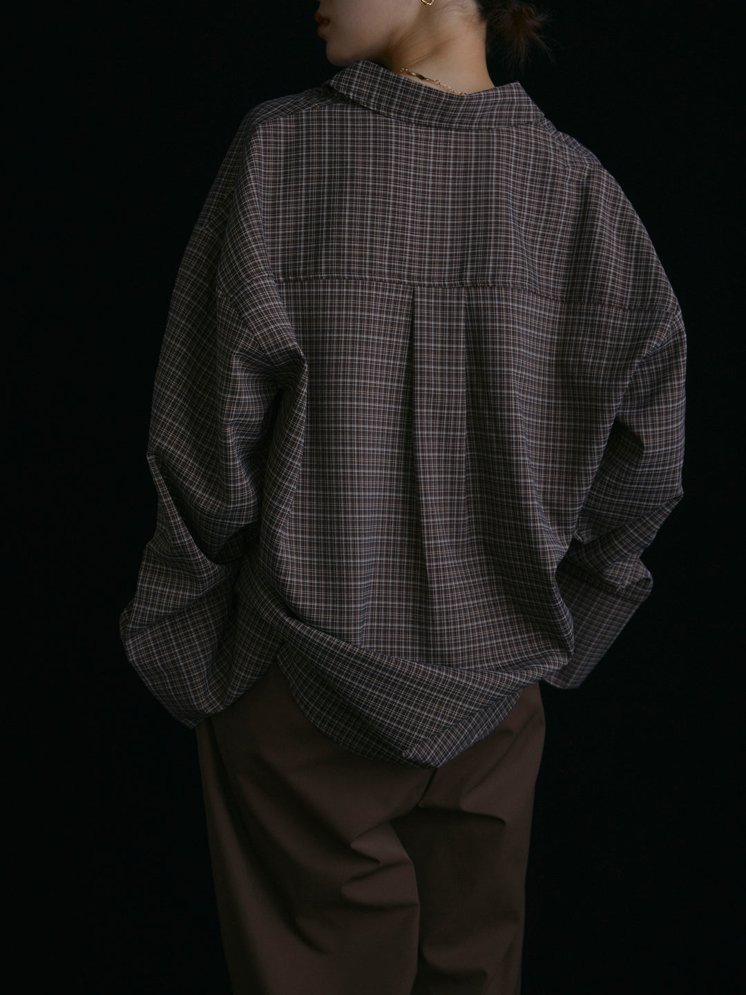 [予約]チェックBIGカフスオーバーシャツ/ブラウン