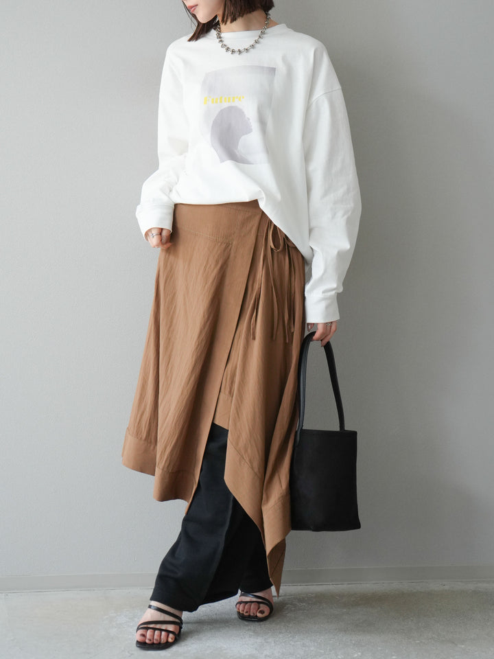[予約]アシンメトリーレイヤードスカート/ベージュ