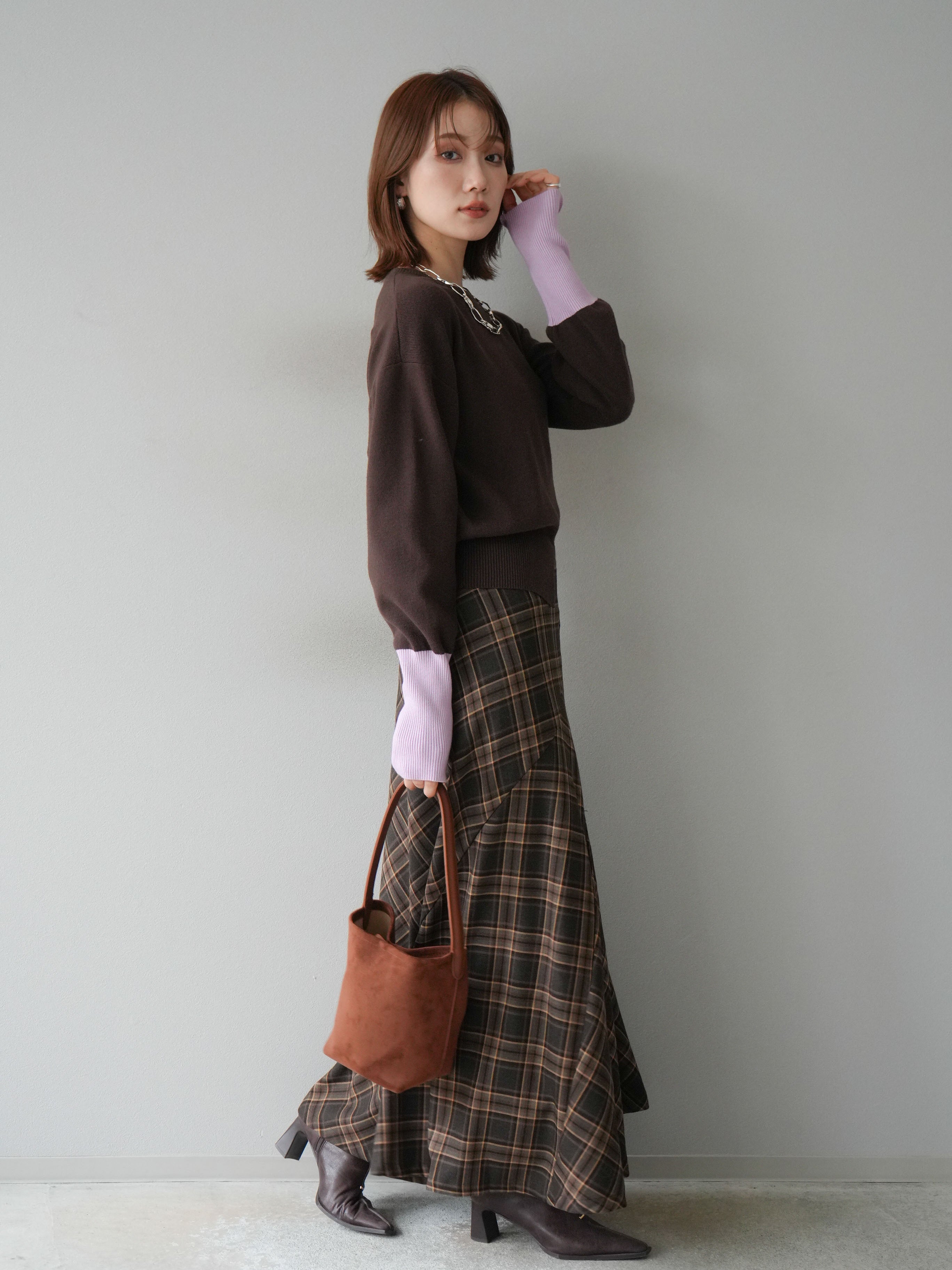 タグ付未使用　ドルチェアンドガッバーナ　スカート　チェック　マーメイド　ブラウン 予約]チェック柄マーメイドスカート/ブラウン – Lumier