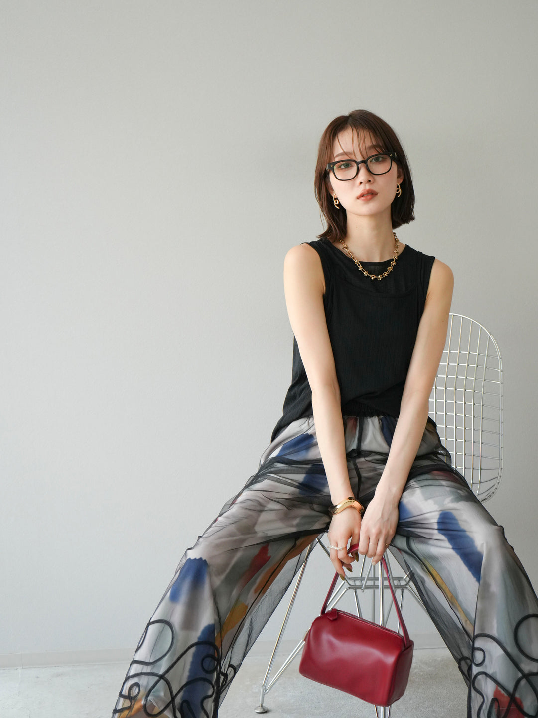 [予約]アイスタッチ2WAYデザインキャミタンク/ブラック