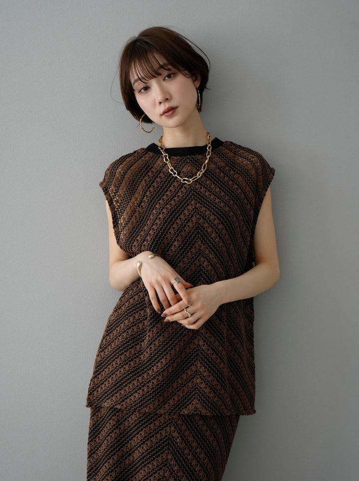 [SET] Crochet fringe I-line skirt + Crochet fringe I-line skirt (2set)