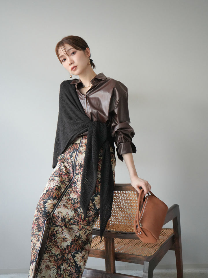 [予約]フェイクレザーシャツ/ブラウン