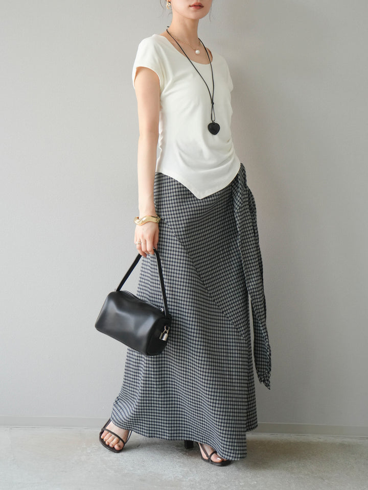 [予約]サイド巻きツイルスカート/チェック