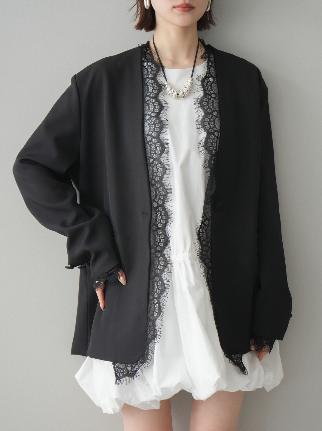 [予約]ノースリバルーンミニワンピース/white