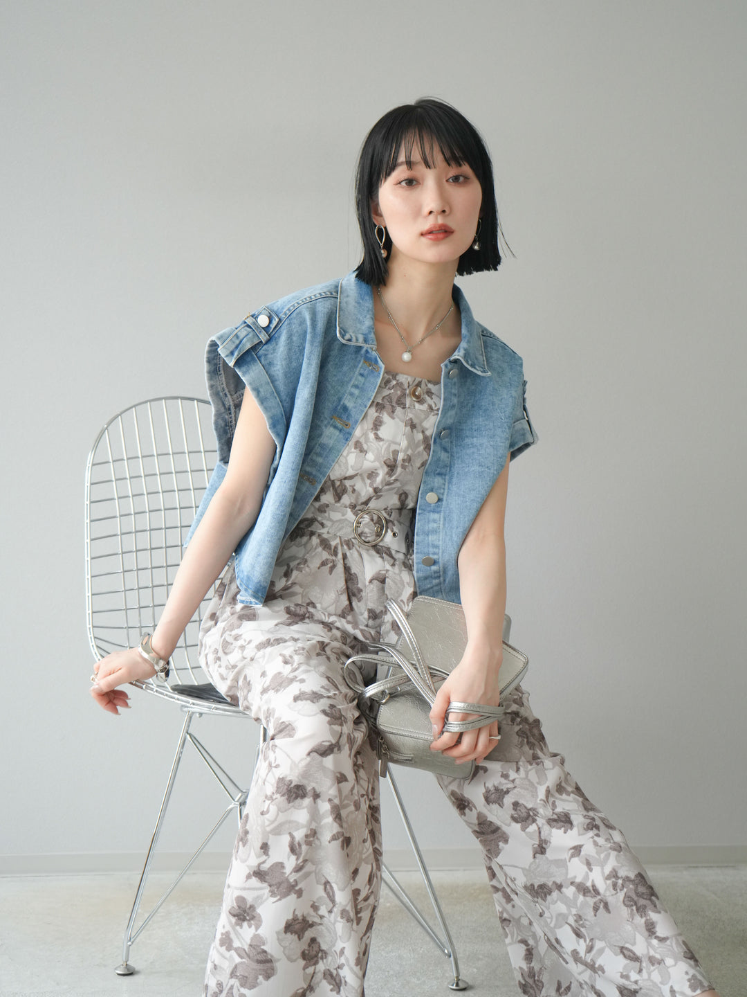 [予約]デニムショートハーフジャケット/ライトブルー