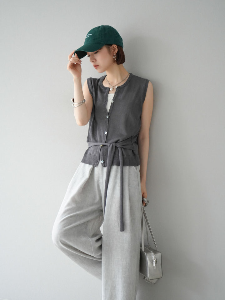 [予約]ウエストベルトニットベスト/チャコール