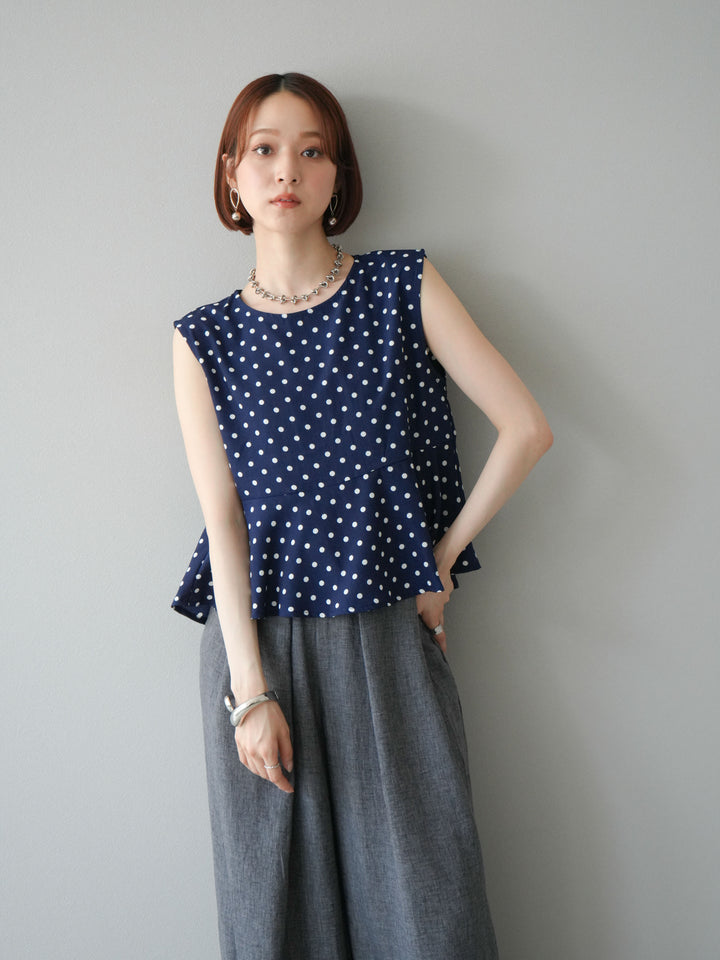 [予約]ドットぺプラムトップス/ネイビー