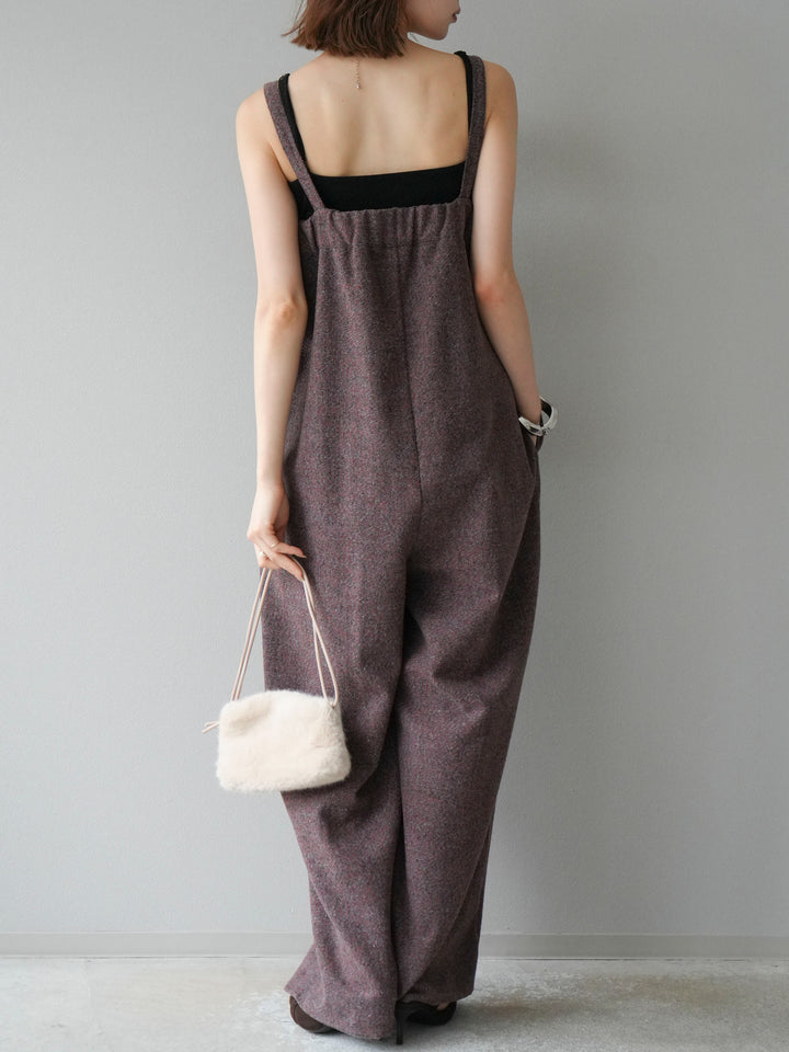 [予約]ツイードベアサロペット/オレンジ