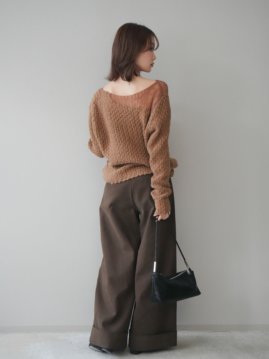 [予約]ダメージデザインニットプルオーバー/camel