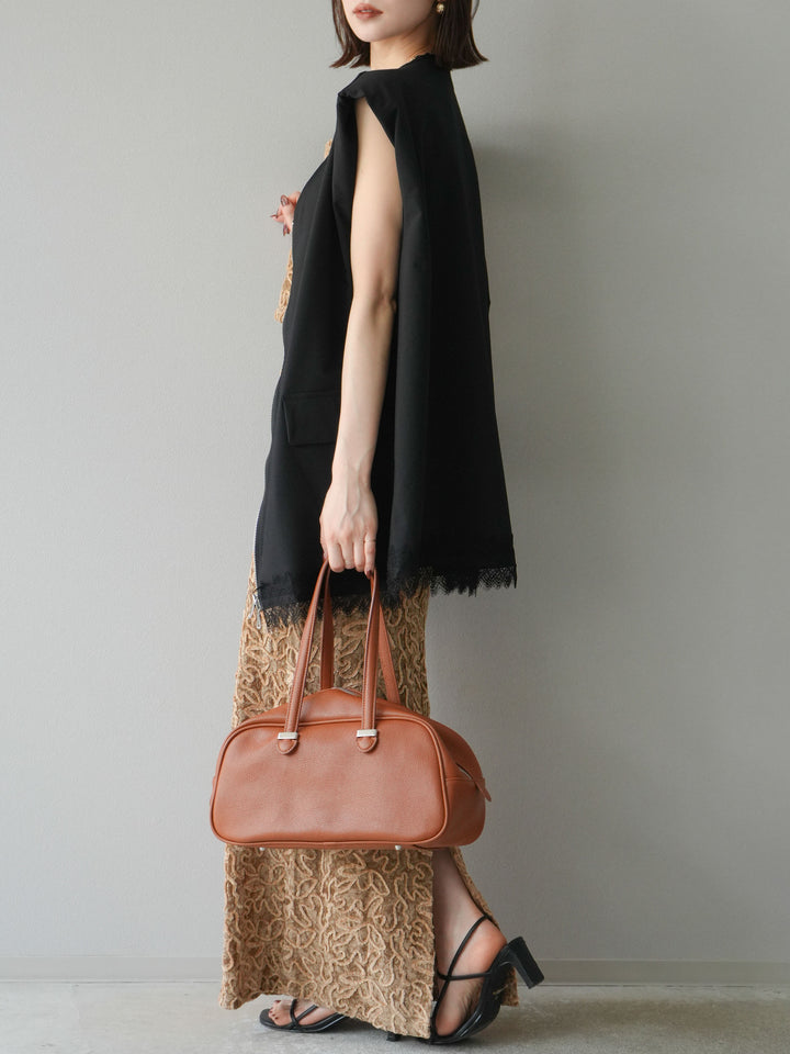 [予約]パイピングフラワーシアーベロアスカート/ベージュ