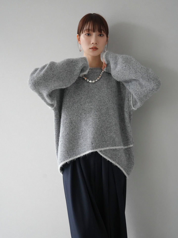 [預訂] 色彩協調針織套頭衫/灰色