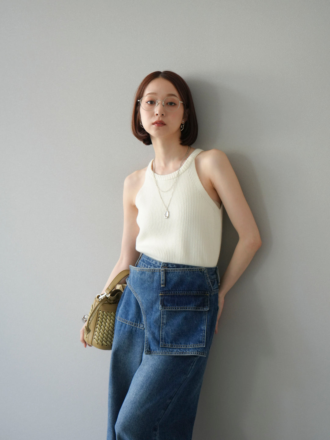 [予約]リブニットアメスリタンクトップ/オフ