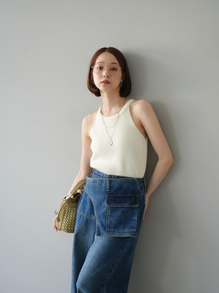 [予約]リブニットアメスリタンクトップ/オフ