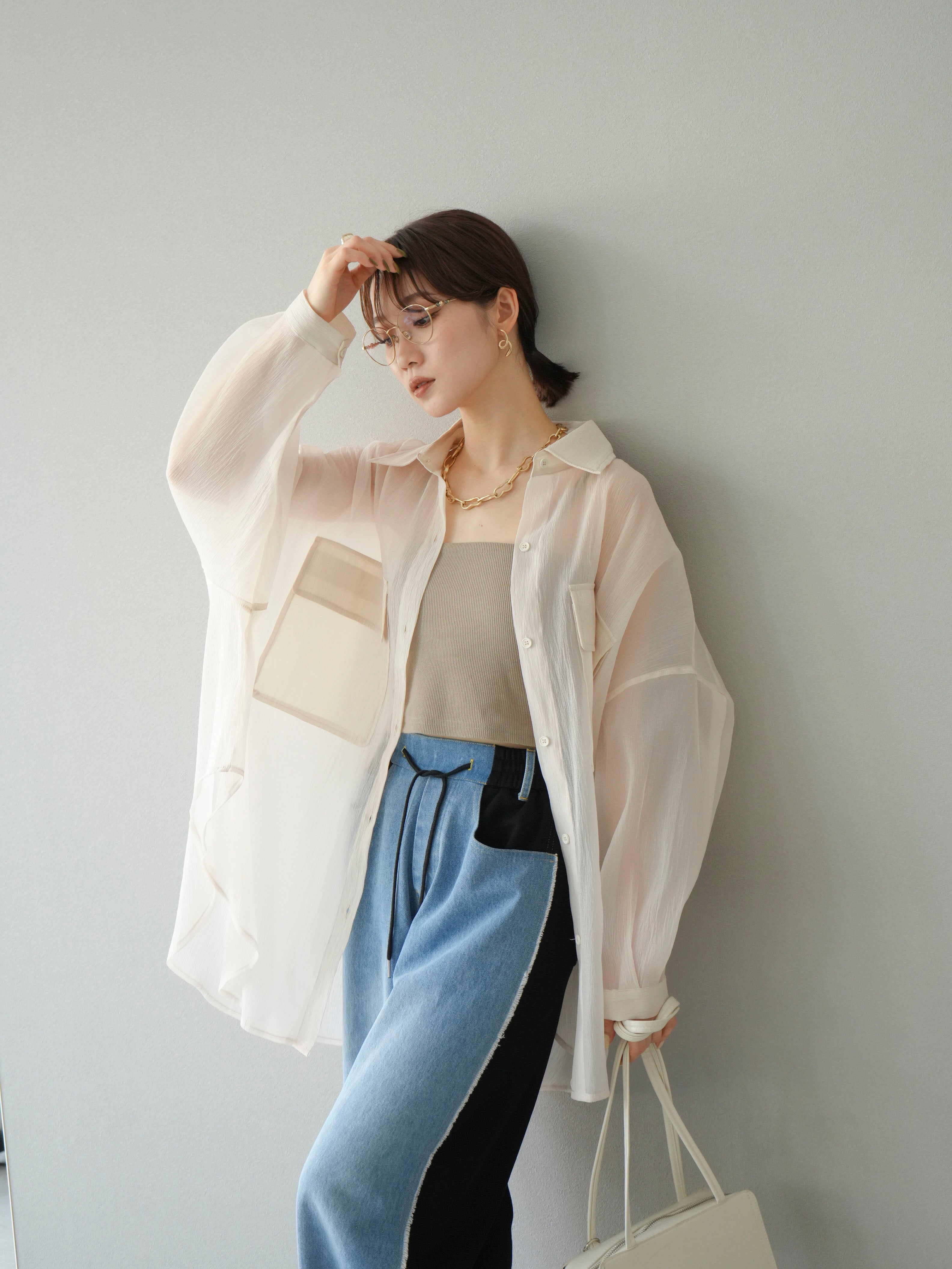 予約]BIGポケットオーバーシアーシャツ/ホワイト – Lumier