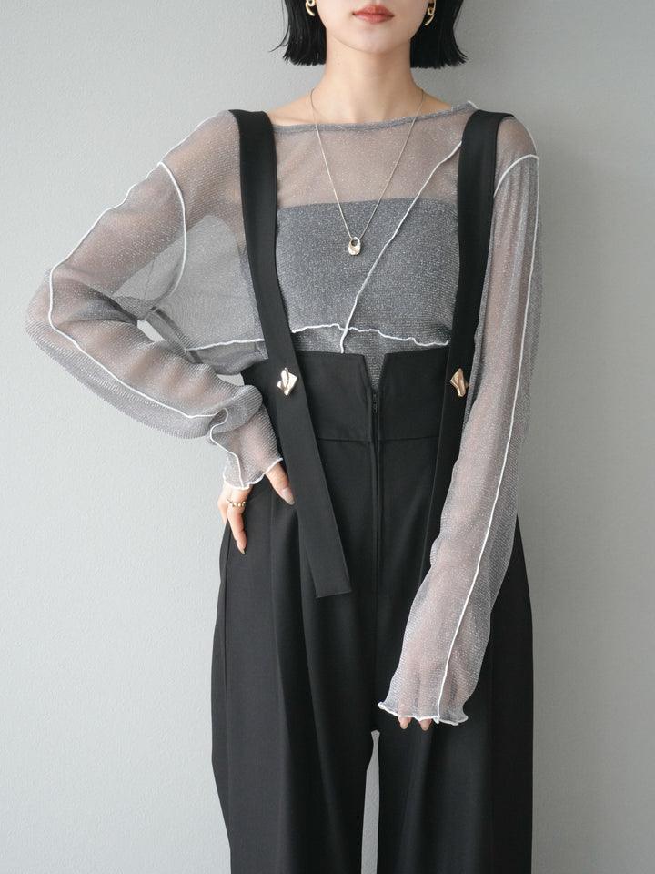 [SET]ラメシアーバイカラーメロープルオーバー+ラメシアーバイカラーメロープルオーバー(2set)