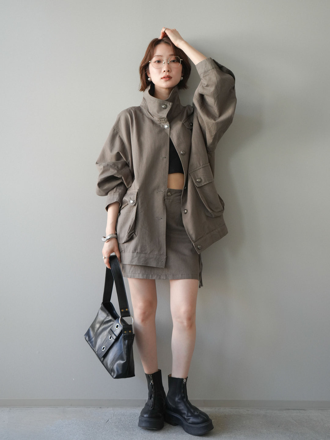 [予約]カーゴディテールミニスカート/khaki