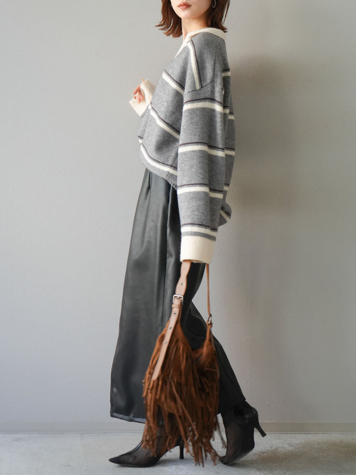 [予約]フェイクレザーZIPタイトスカート/ブラック