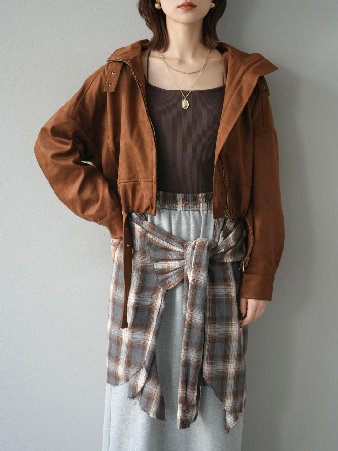 [予約]スエードバルーンショートブルゾン/camel