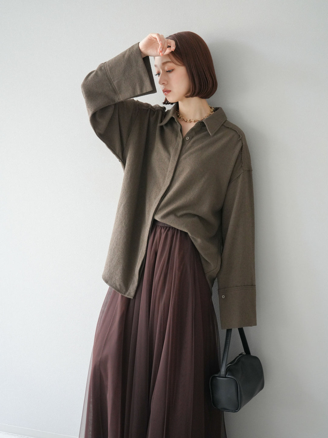[予約]ネップオーバーシャツ/ブラウン