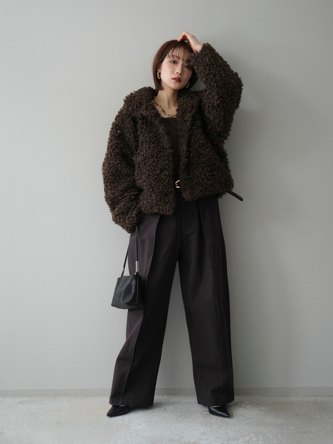 [SET]プードルファーミドルスタンドブルゾン+コットンツイルカーブパンツ(2set)