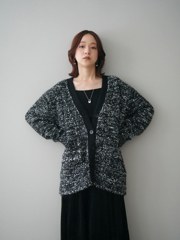 [予約]モールネップニットカーディガン/black