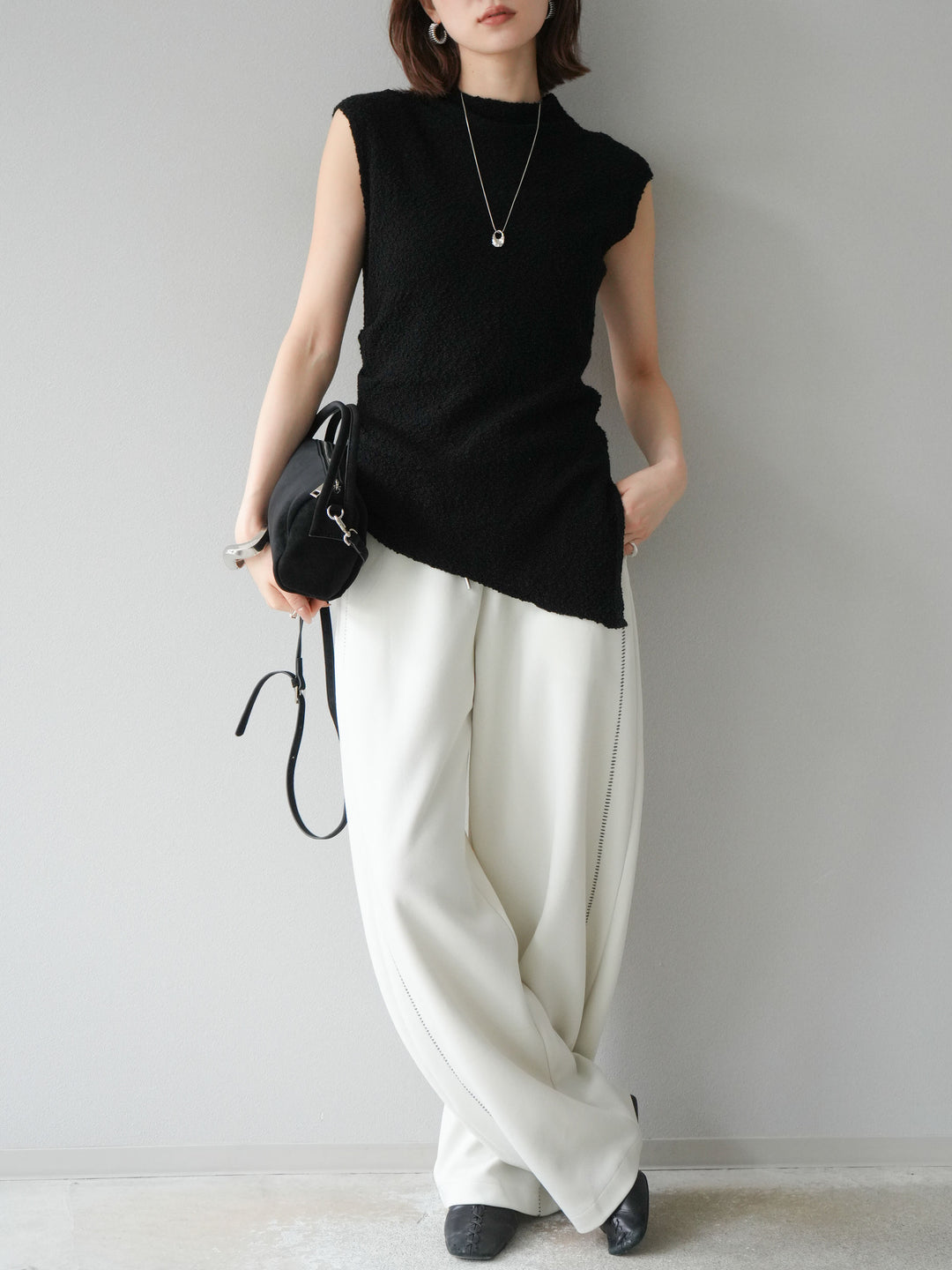 [予約]ハンドステッチ風スウェットパンツ/アイボリー