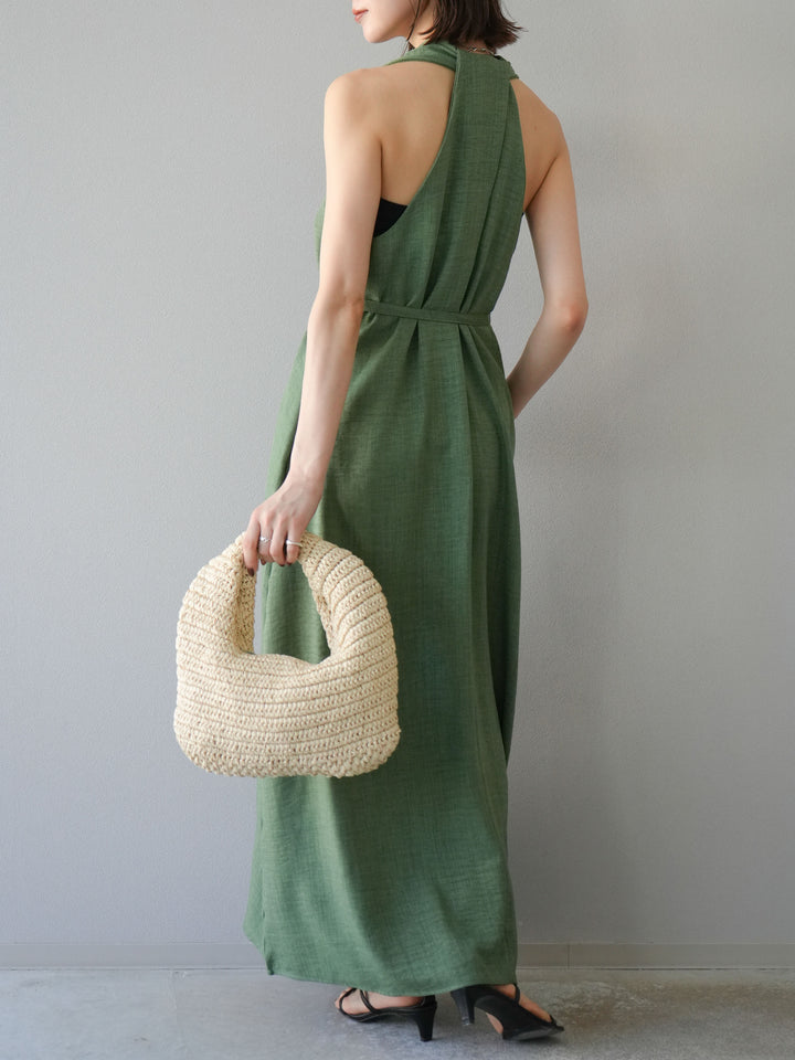 [予約]ループデザインムラ染めワンピース/グリーン