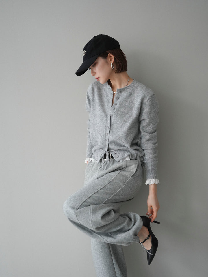 [予約]スカラップレース切り替ニットカーディガン/lightgray