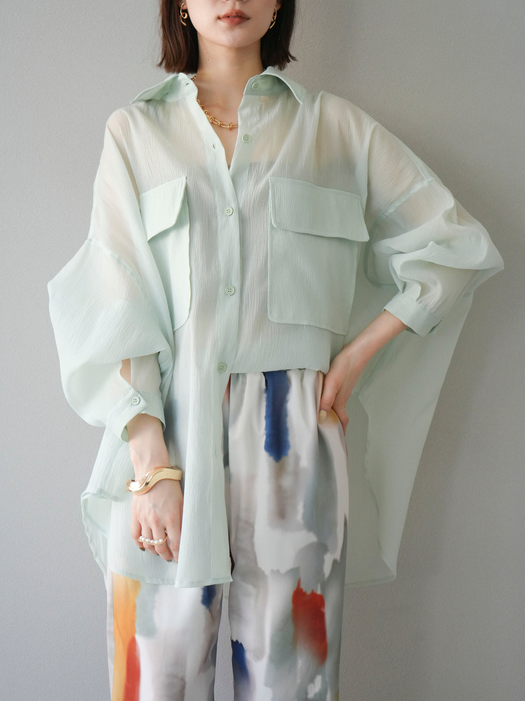 [SET]BIGポケットオーバーシアーシャツ+BIGポケットオーバーシアーシャツ(2set)