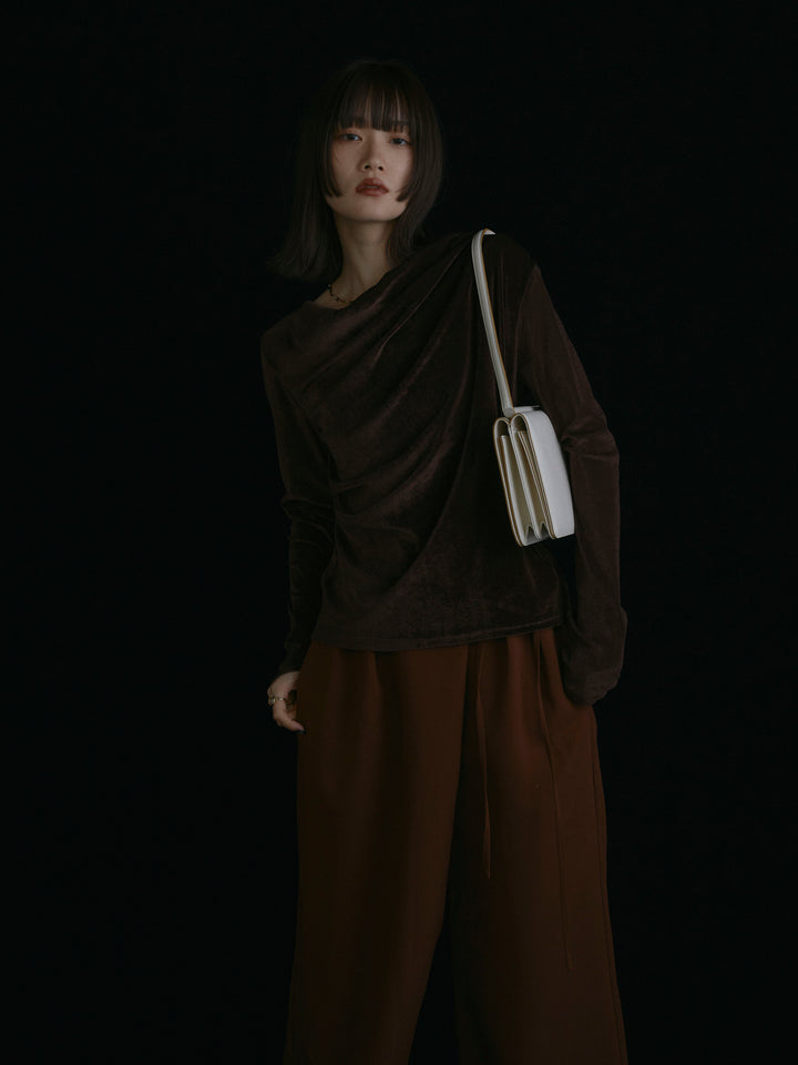 [予約]シアーベロアタックデザイントップス/ブラウン