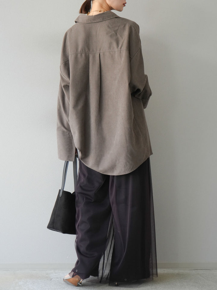[予約]チュールワイドパンツ/ブラウン