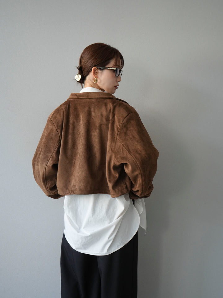 [予約]パンチングデザインスエードショートジャケット/ブラウン