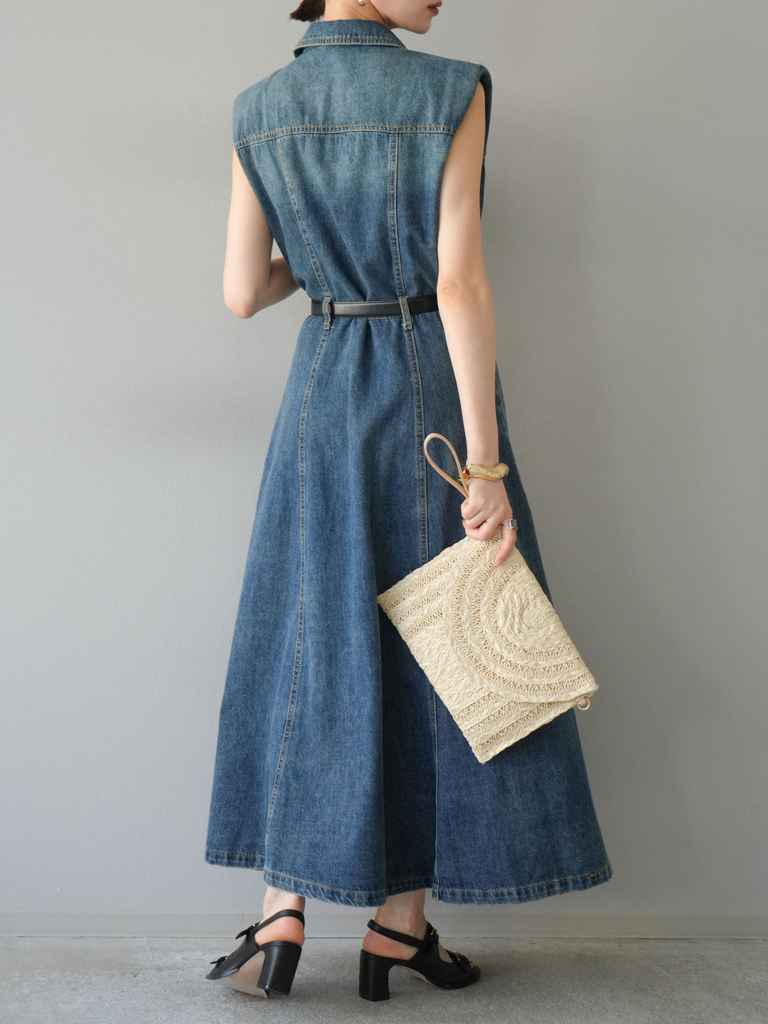 【預購】束帶牛仔襯衫裙/藍色