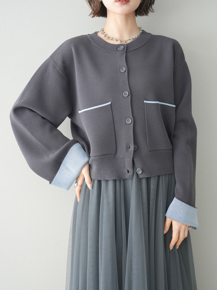 [SET]レーヨンポリダブルフェイスニットカーディガン+チュールボリュームスカート(2set)