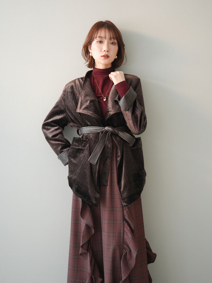 [20%オフ]ベロアガウンジャケット/brown