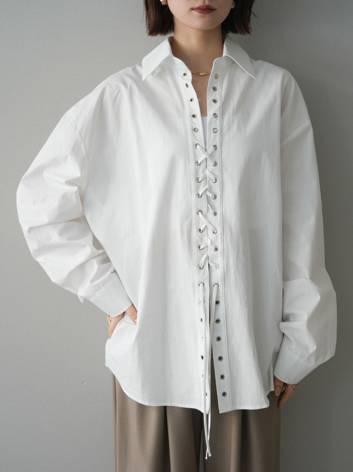 [SET]レースアップブロードシャツ+選べるアクセセット(2set)