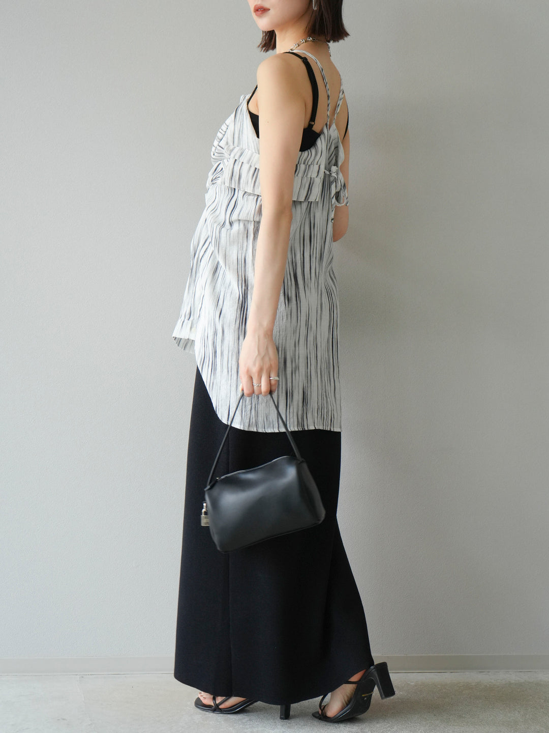 [予約]レーヨンポリIラインニットスカート/ブラック