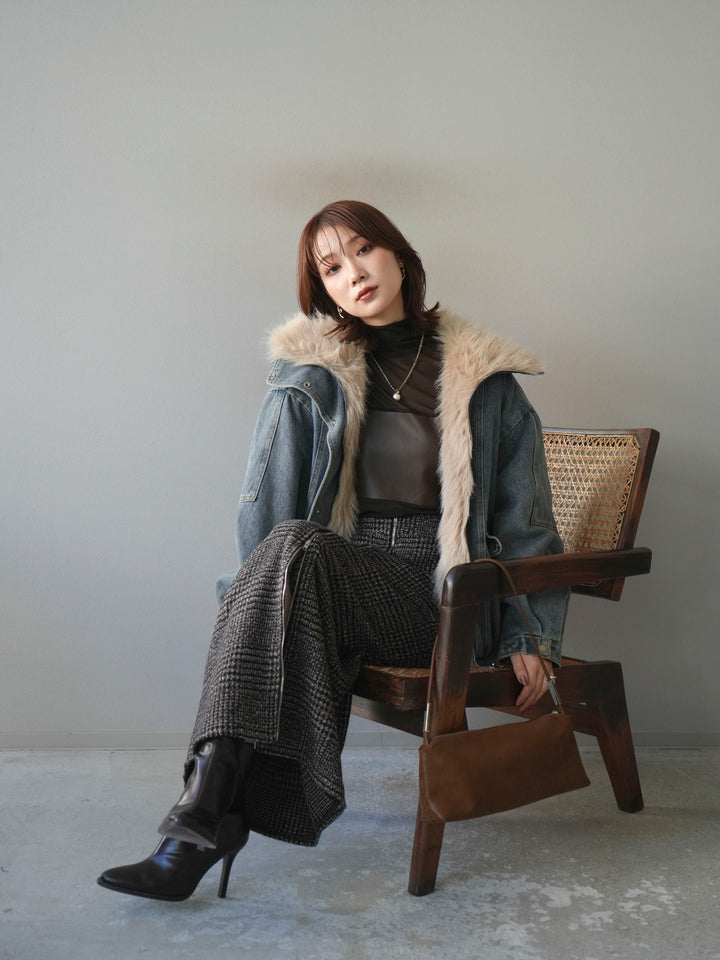 [SET]デニムxファーブルゾン+選べるアクセセット(2set)