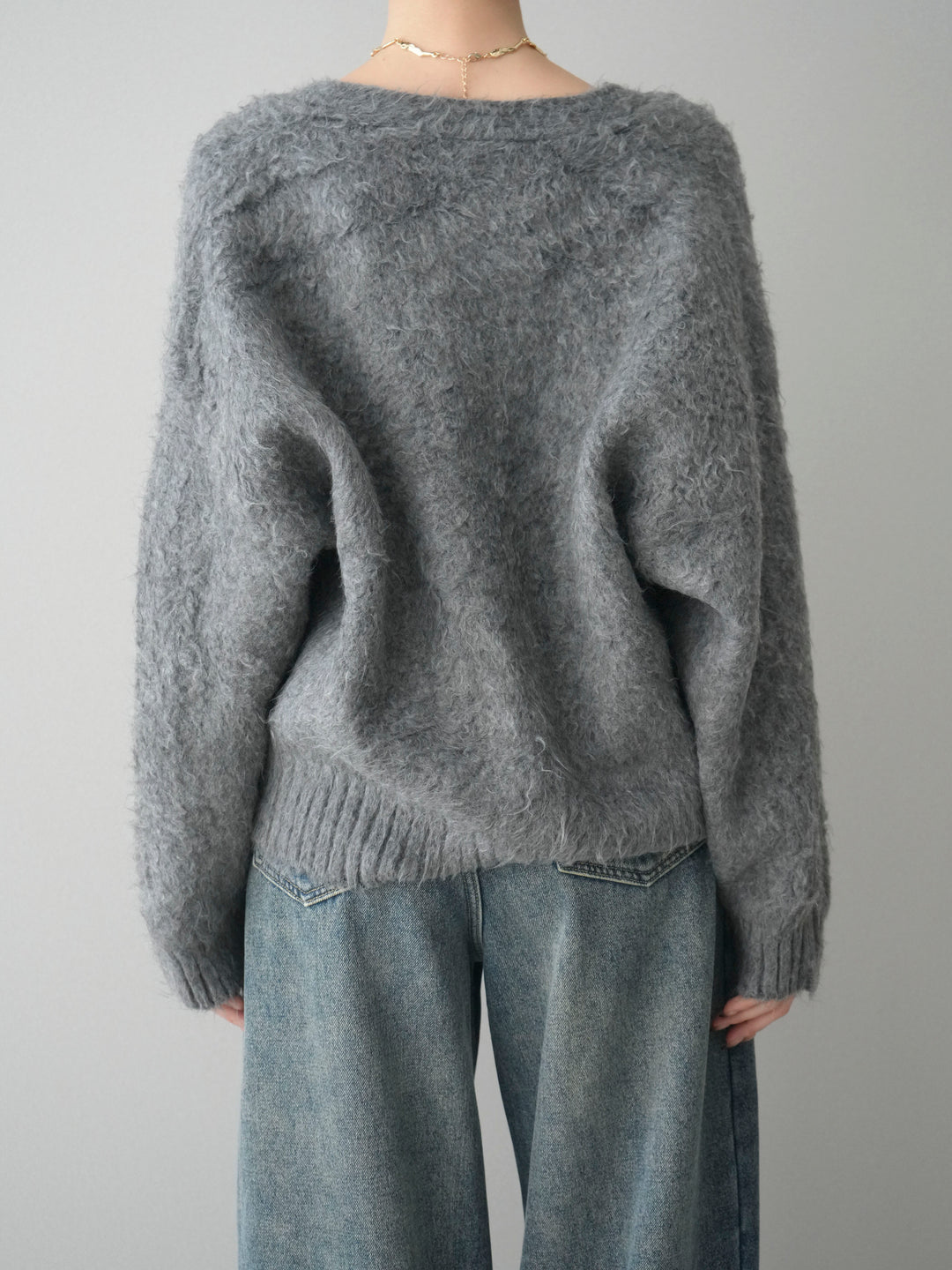 [予約]起毛シャギーニットカーディガン/gray