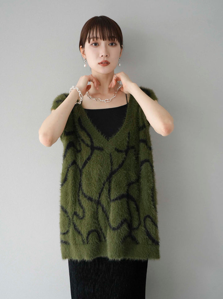 [SET]ラインシャギーニットベスト+選べるアクセセット(2set)