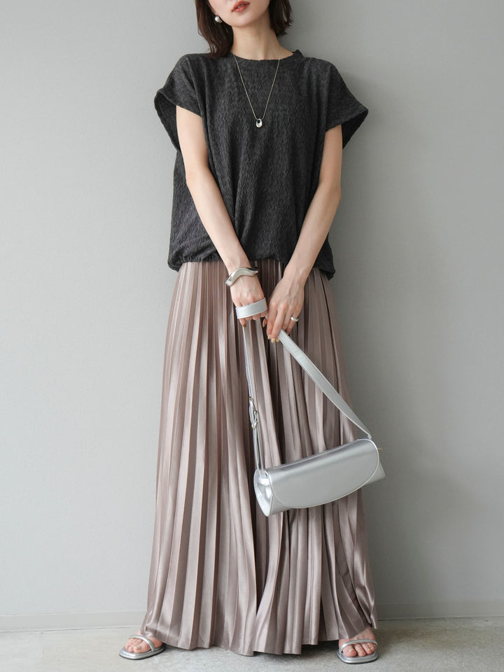 【預購】抽繩下擺提花套頭衫/炭灰色