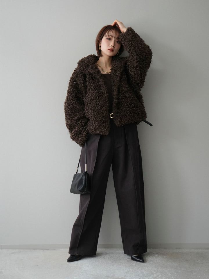 [予約]プードルファーミドルスタンドブルゾン/brown